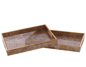 GOLD ZINIA TRAY 40X30/35X25 SET/2