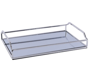 SILVER METAL MIRROR TRAY 30X20X5C