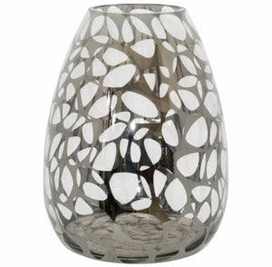 SILVER/CLEAR LEOPARD PRINT VASE