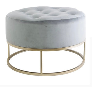 Grey & gold Melissa button ottoman 40x34cm